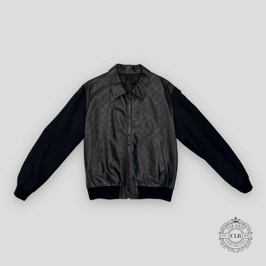 LOUIS VUITTON LVSE MONOGRAM EMBOSSED MIX LEATHER BLOUSON - BLACK