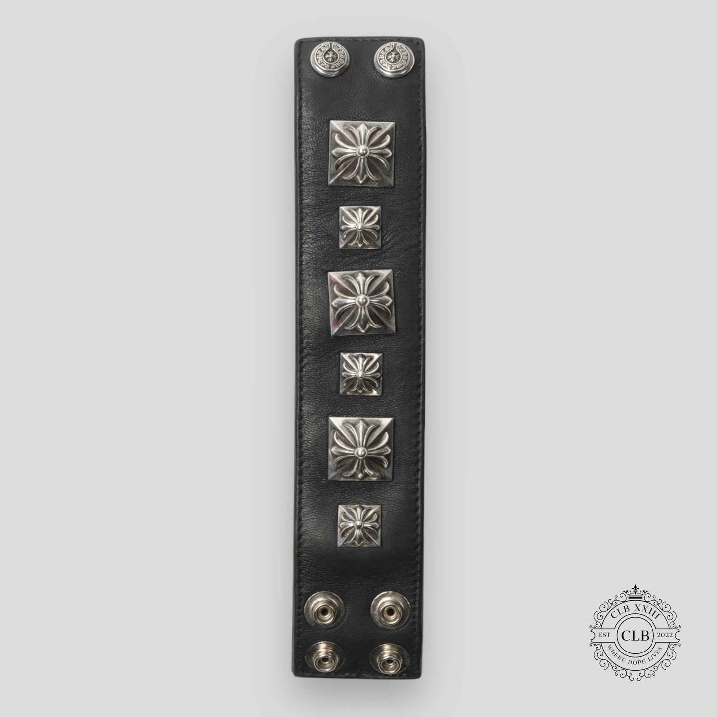 CHROME HEARTS WIDE LEATHER BRACELET - BLACK