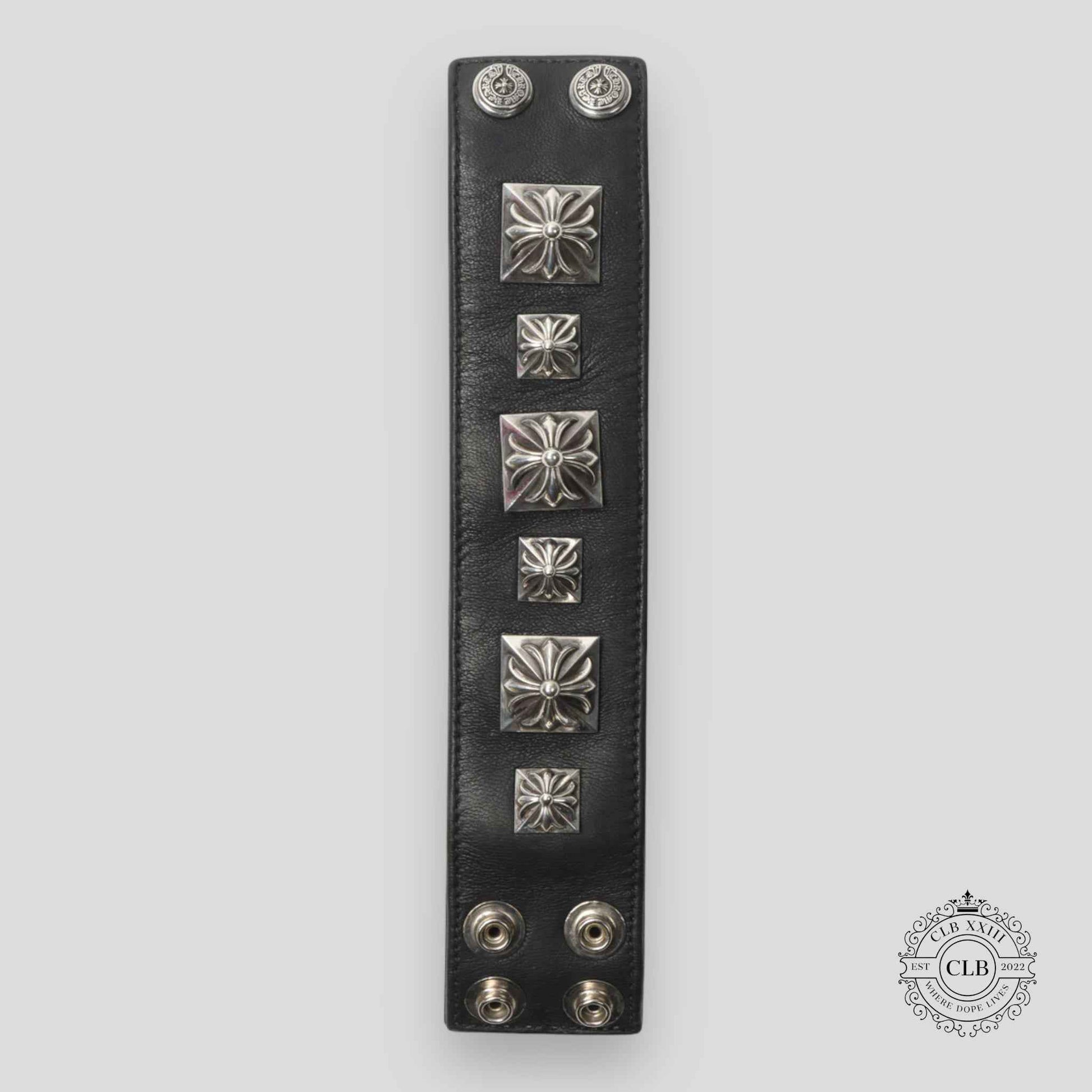 CHROME HEARTS WIDE LEATHER BRACELET - BLACK