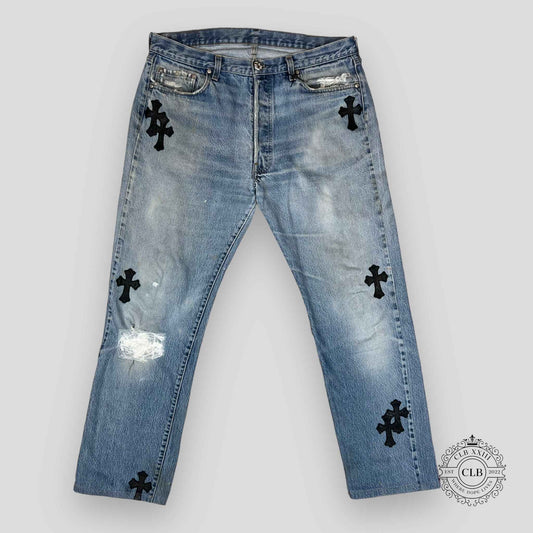 CHROME HEARTS REPAIRED LEVIS CROSS PATCH DENIM