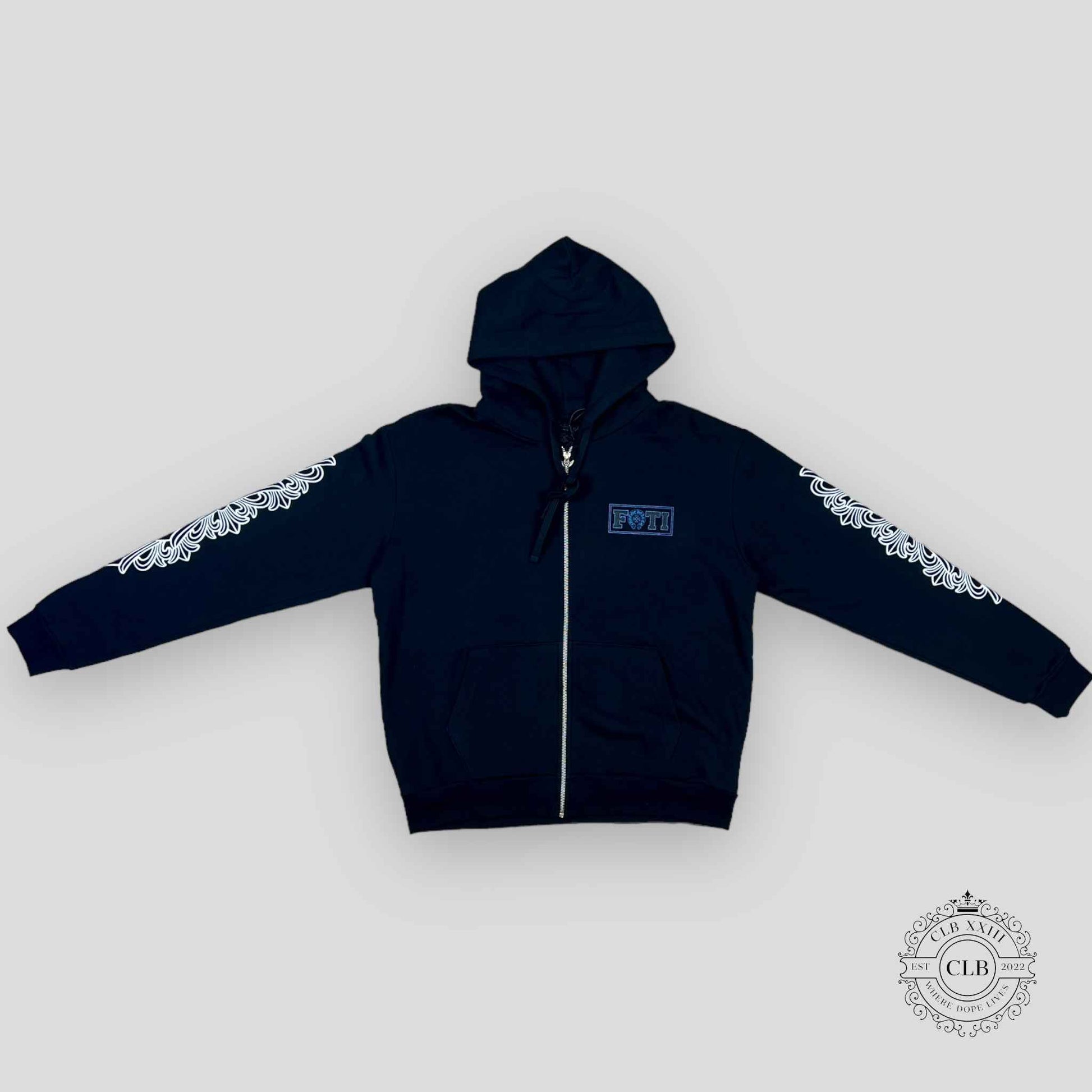 CHROME HEARTS FOTI ZIP-UP HOODIE - BLACK / BLUE
