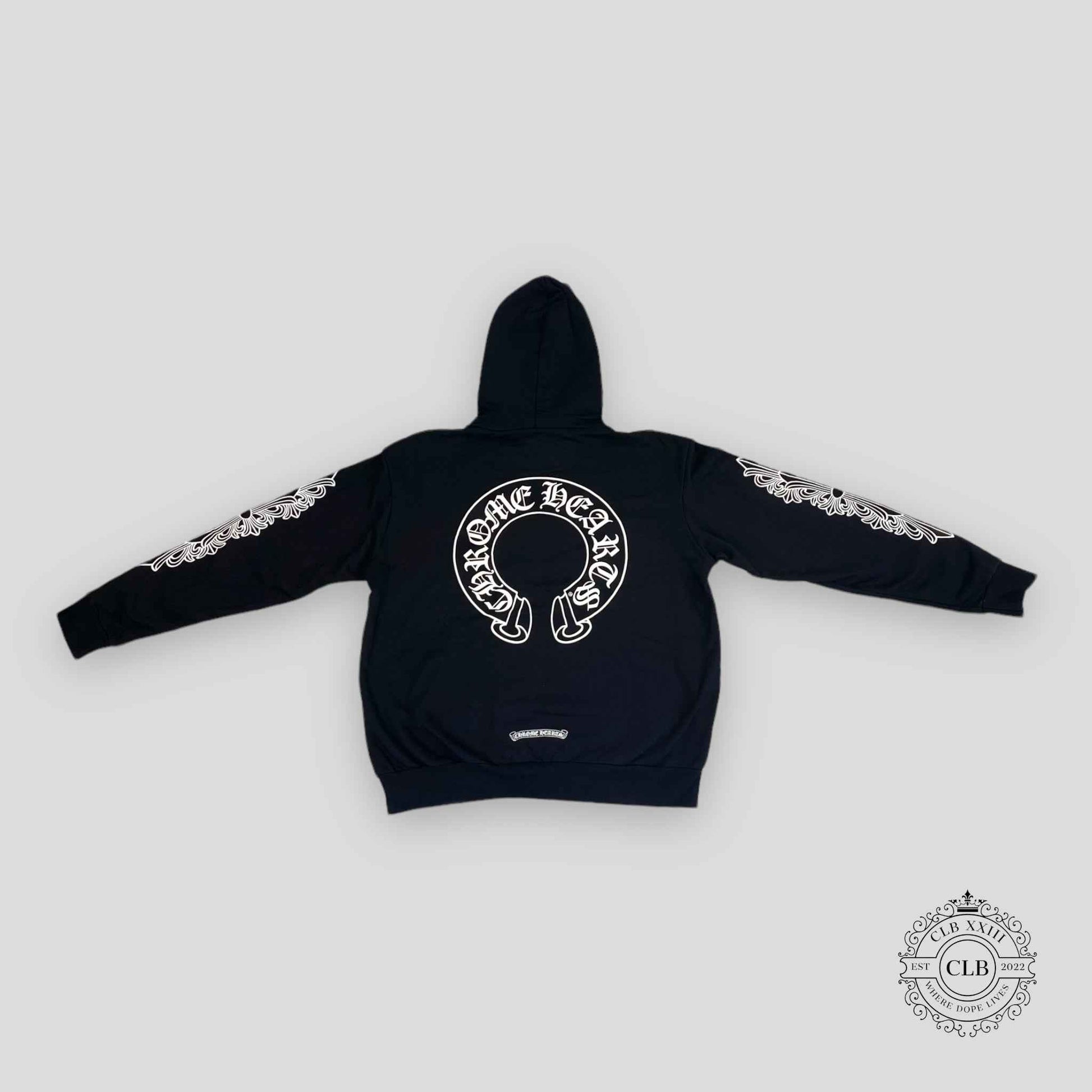 CHROME HEARTS HORSESHOE HOODIE - BLACK/WHITE