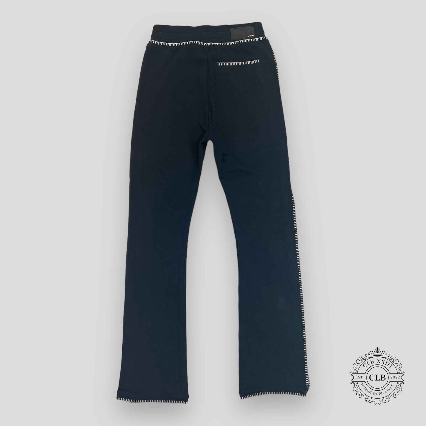 AMIRI STITCHED LOGO FLARE TROUSER - BLACK