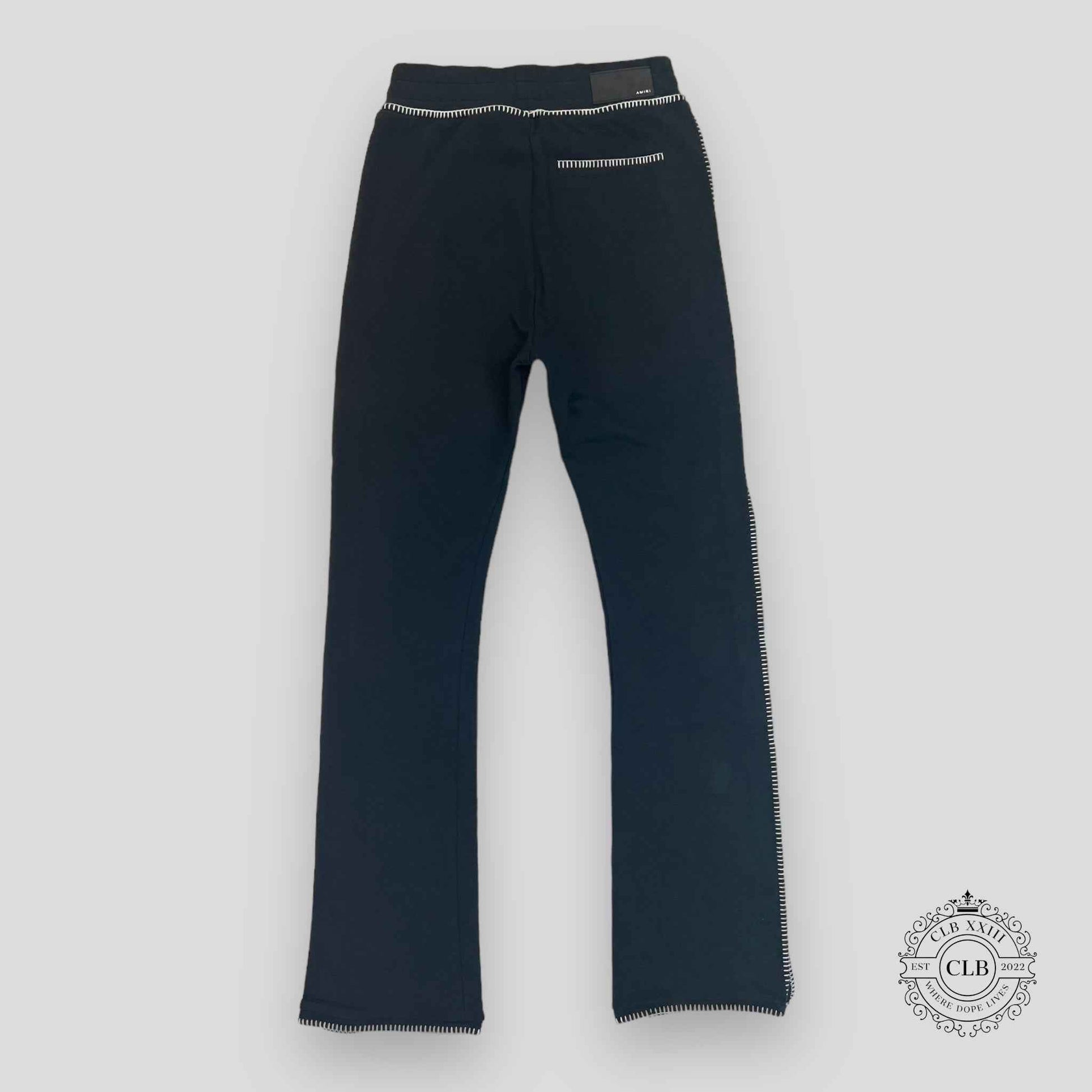 AMIRI STITCHED LOGO FLARE TROUSER - BLACK
