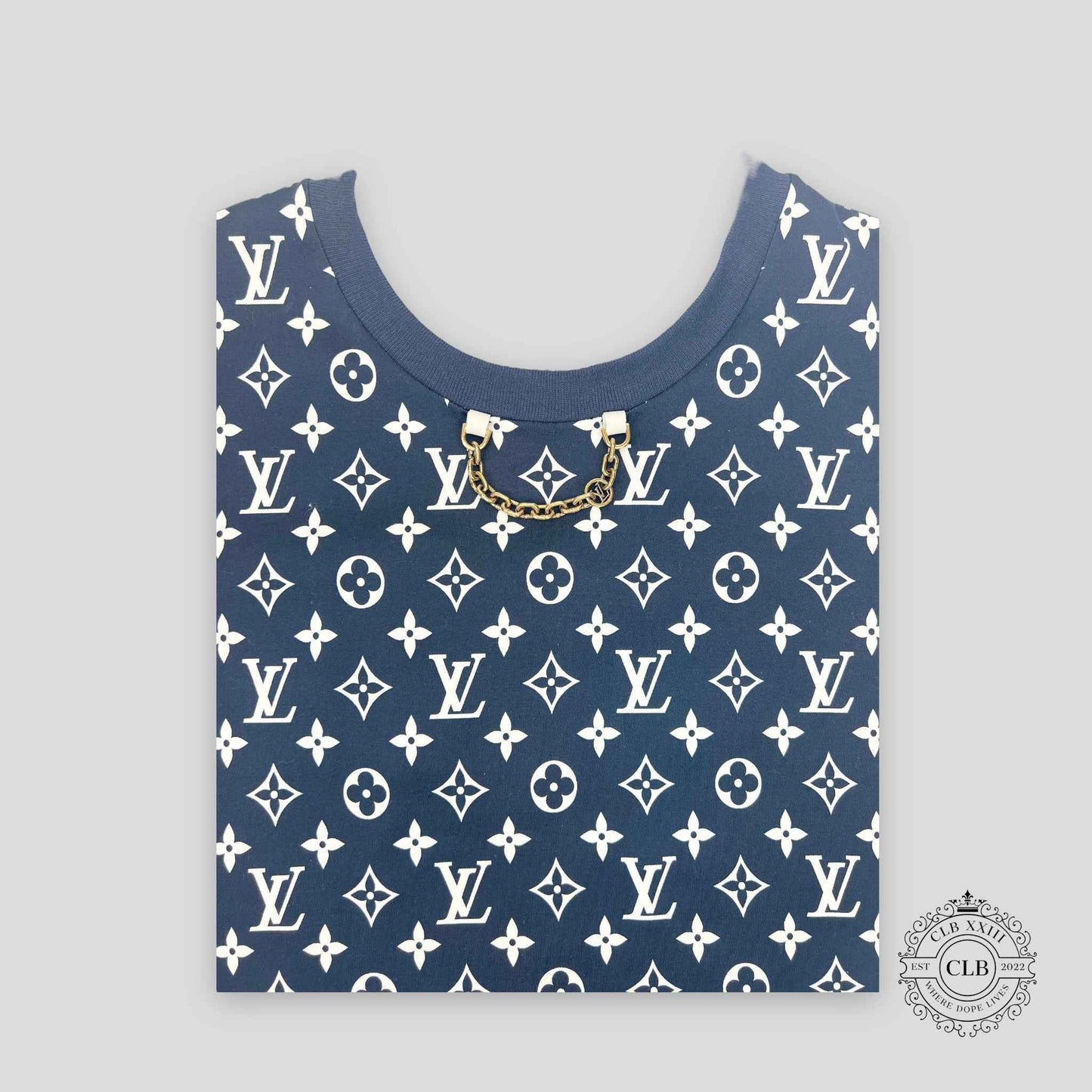 LOUIS VUITTON STRIPE ACCENT MONOGRAM T-SHIRT - DARK NAVY