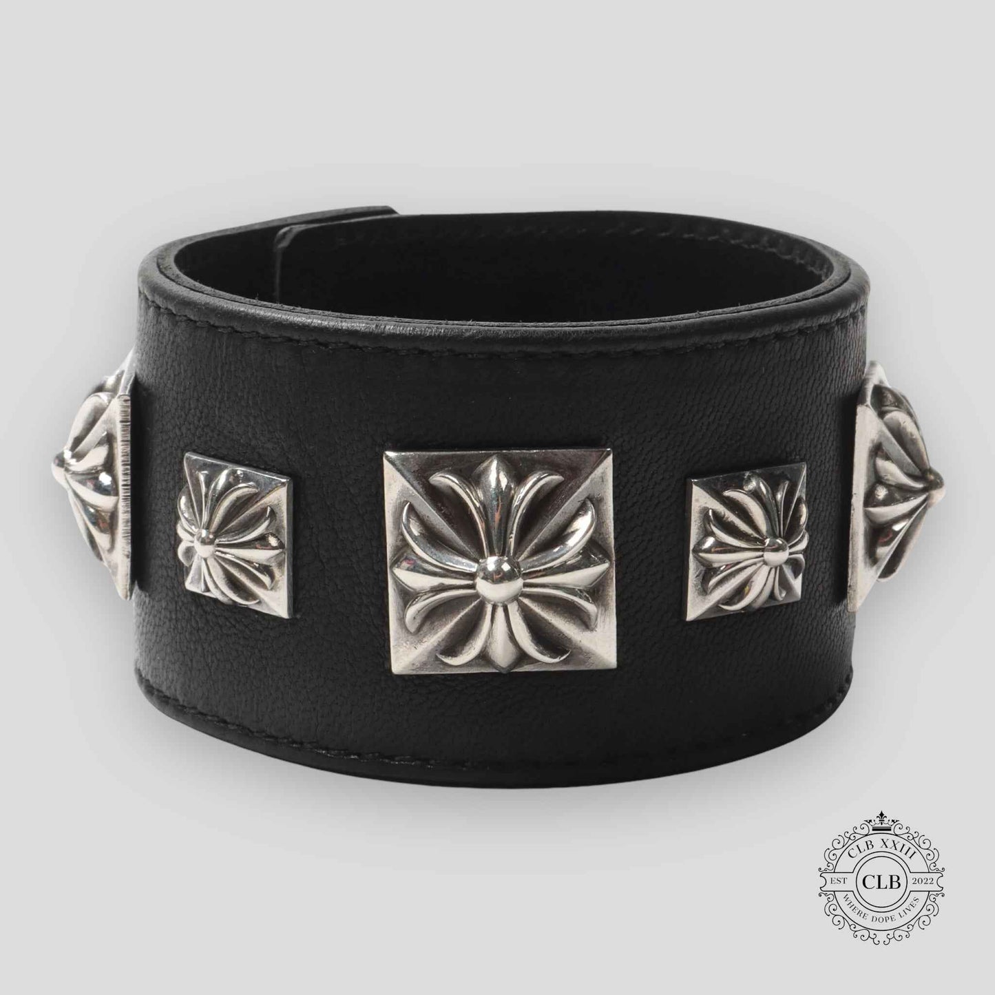 CHROME HEARTS WIDE LEATHER BRACELET - BLACK
