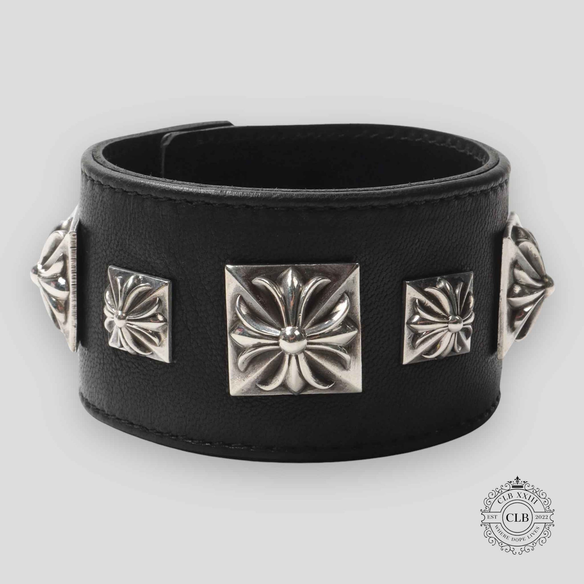 CHROME HEARTS WIDE LEATHER BRACELET - BLACK