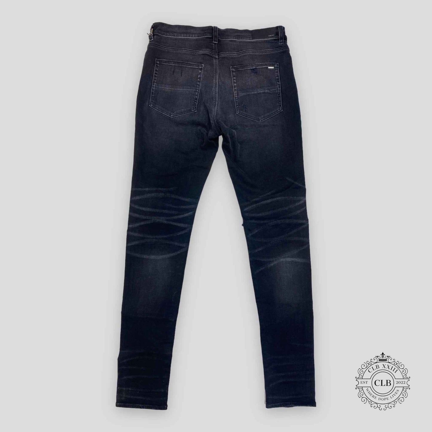 Amiri MX1 Cracked Paint Jeans in Aged Black/Blue