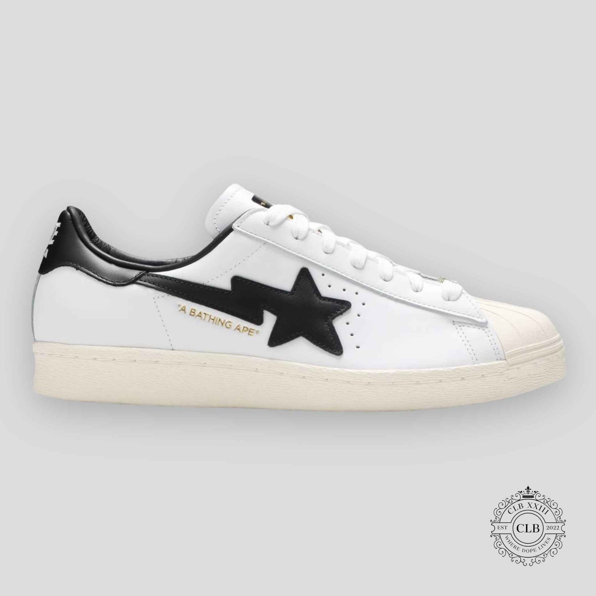 BAPE X Adidas Superstar Sneaker in White Black