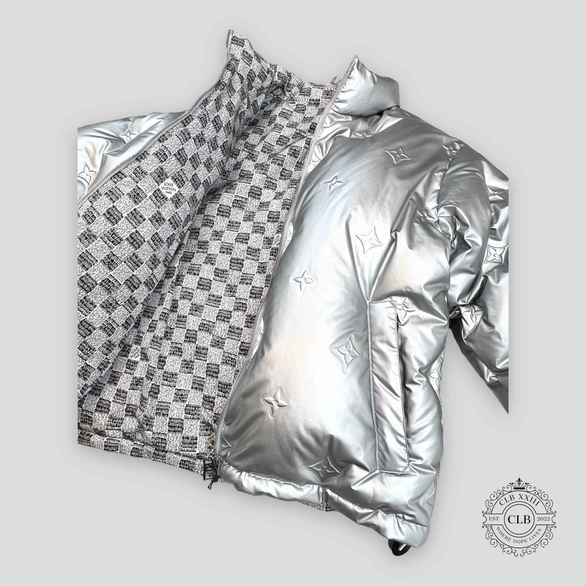 Louis Vuitton Reversible Monogram Puffer Jacket in Silver