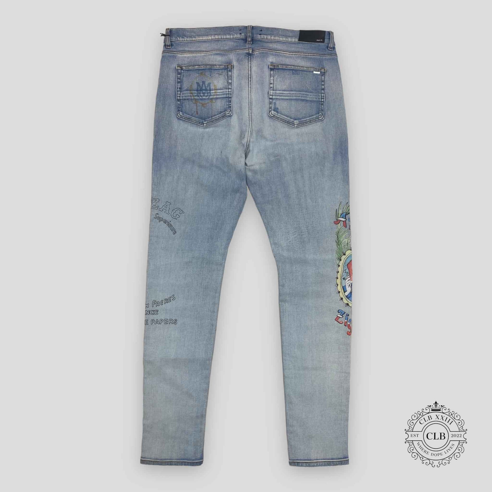 Amiri x Zig Zag Jeans in Light Indigo