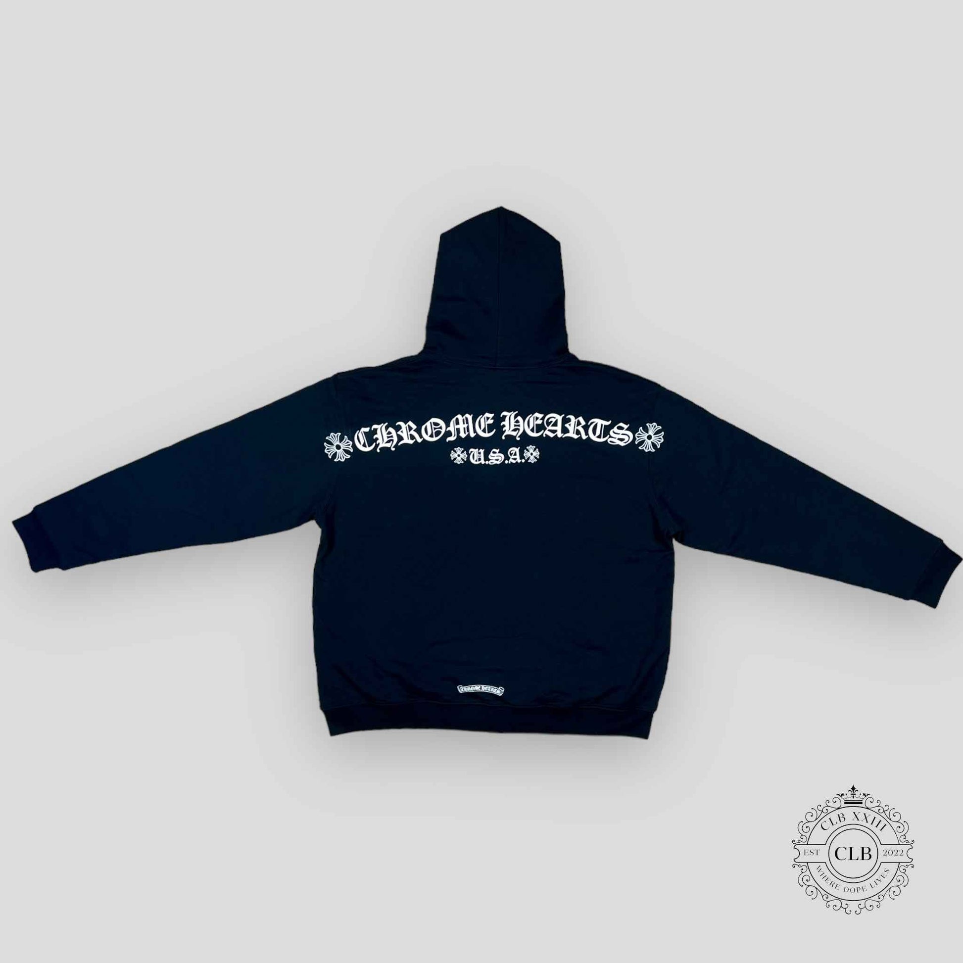 CHROME HEARTS LOGO ZIP-UP HOODIE - BLACK