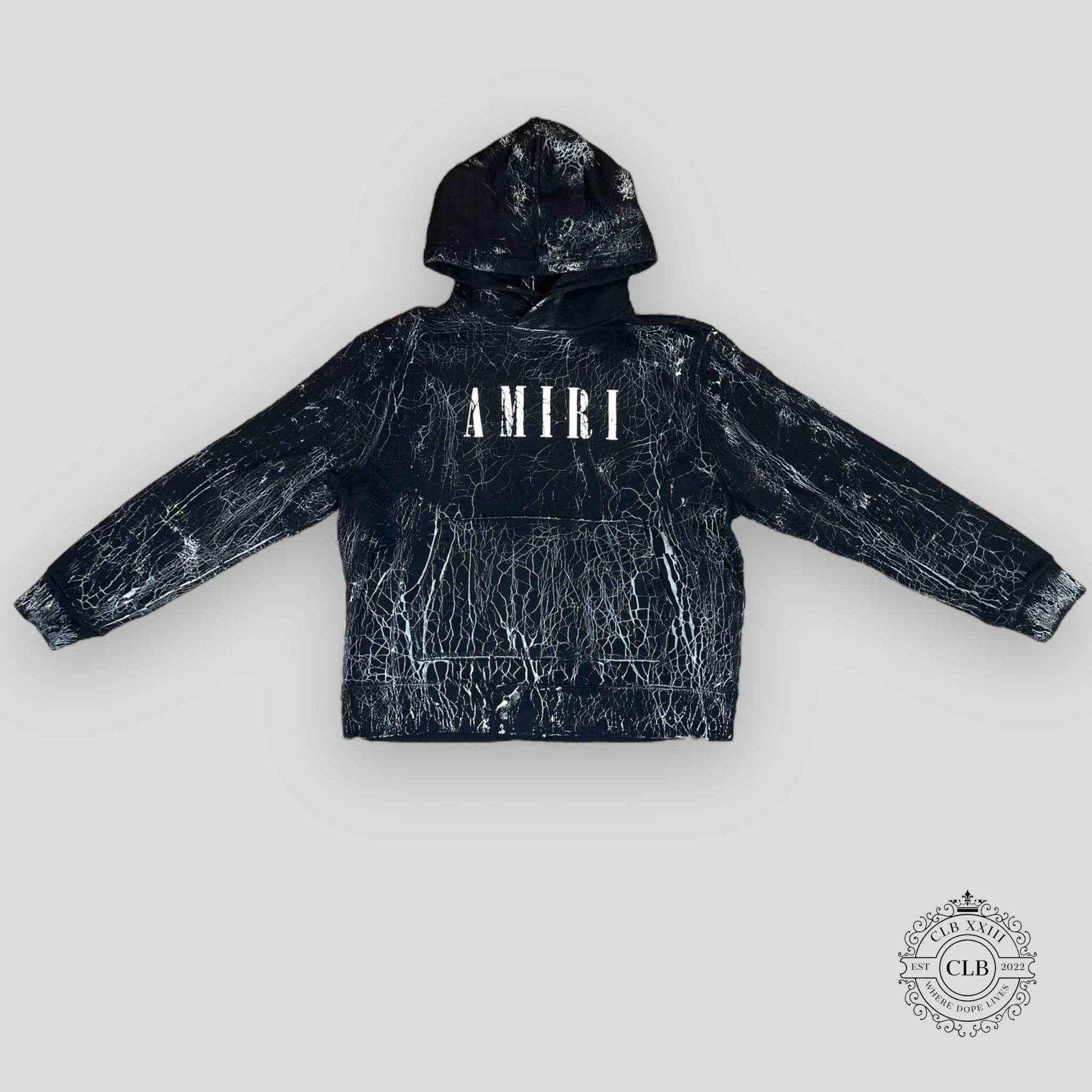 Amiri Cracked Dye Core Logo Hoodie in Black