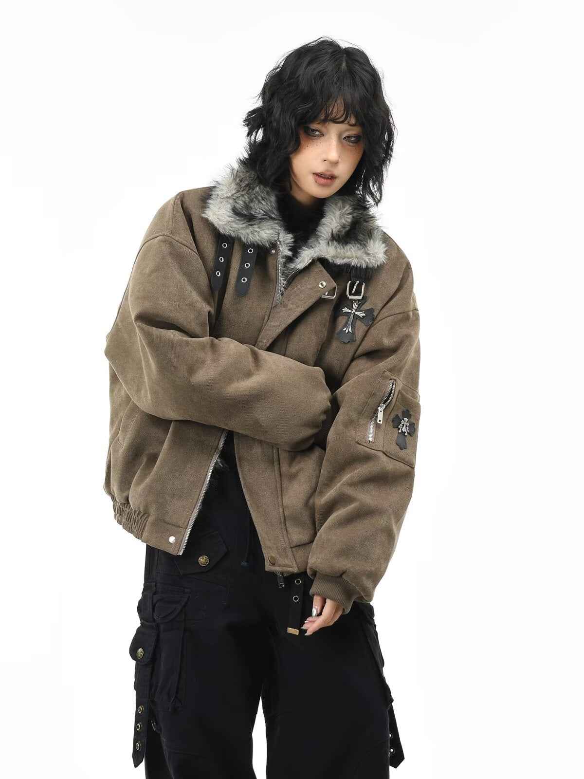 Faux Fur Shearling Cross Jacket