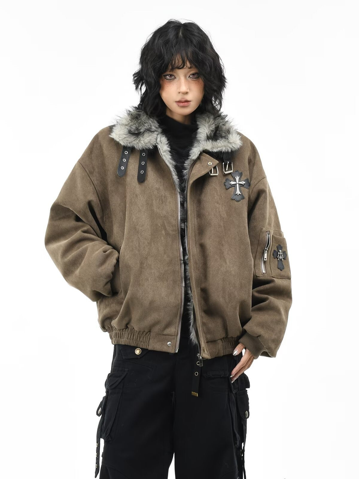 Faux Fur Shearling Cross Jacket