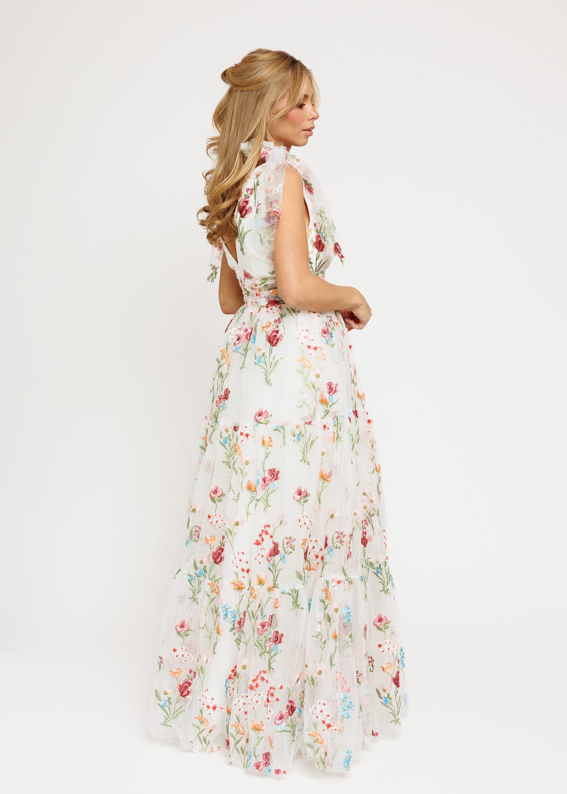 Margaret Floral Embroidered Maxi Wedding Dress - JUSTLUXURY