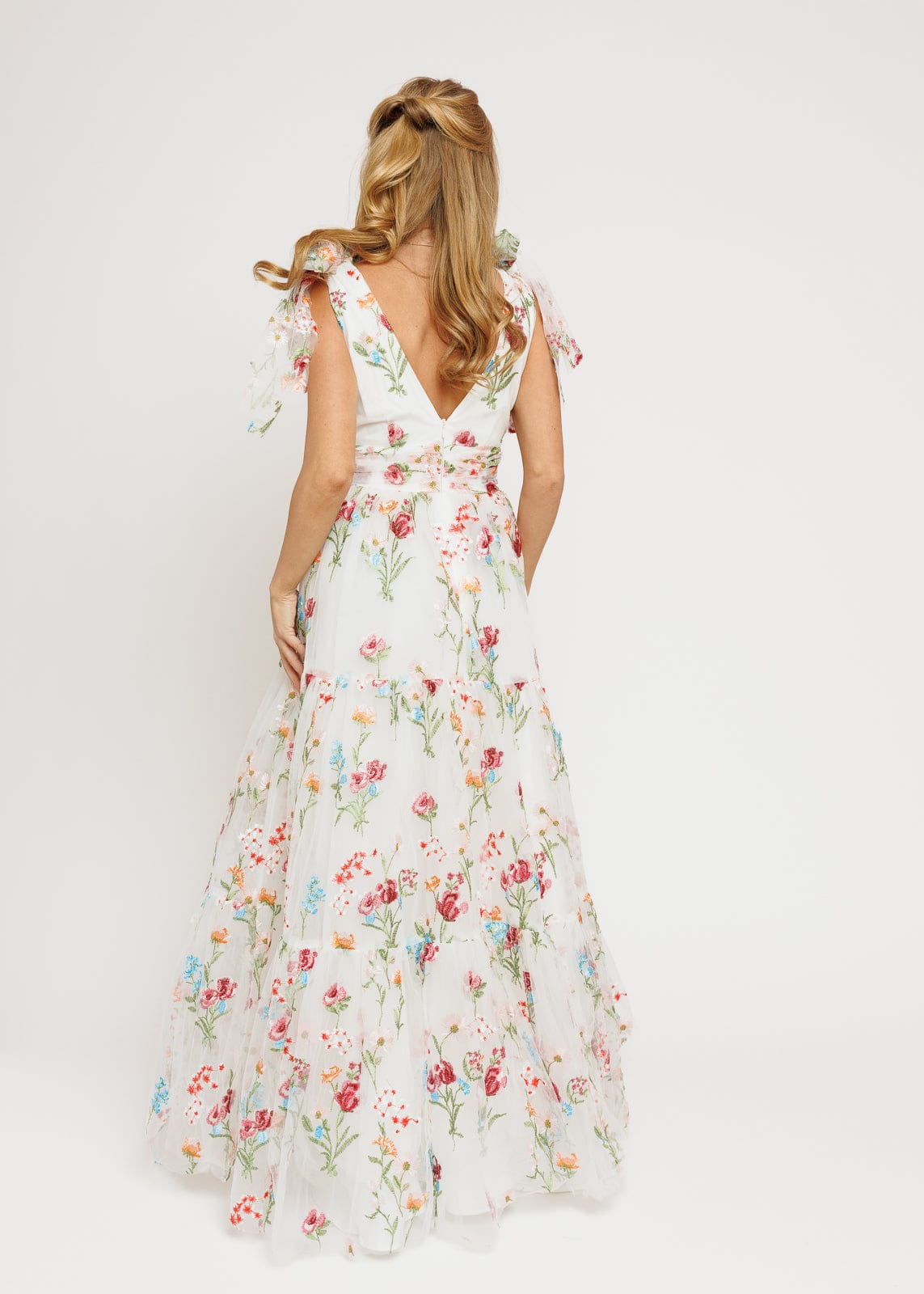 Margaret Floral Embroidered Maxi Wedding Dress - JUSTLUXURY