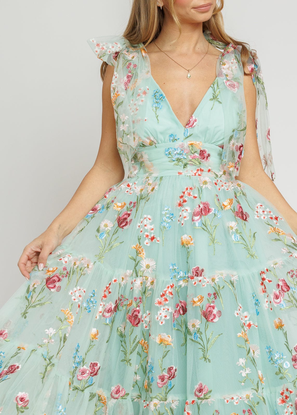 Margaret Floral Midi Dress Green - JUSTLUXURY