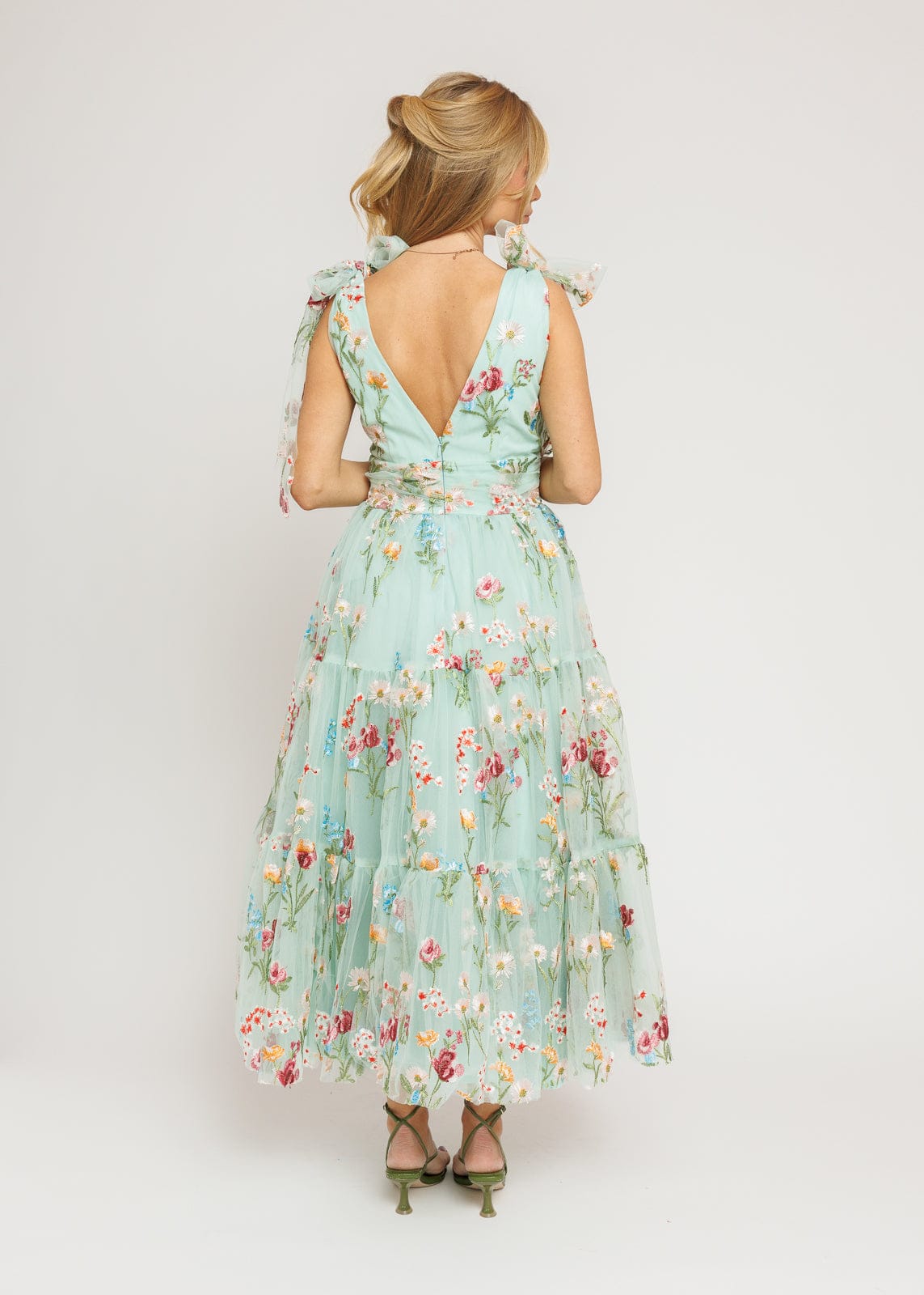 Margaret Floral Midi Dress Green - JUSTLUXURY