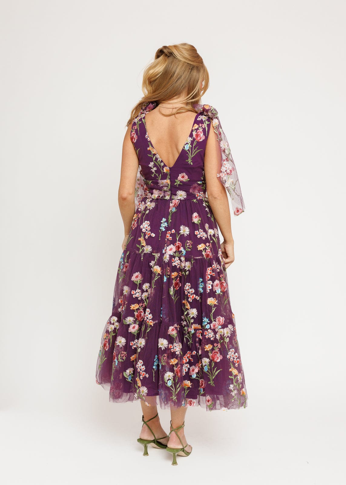 Margaret Floral Midi Dress Purple - JUSTLUXURY