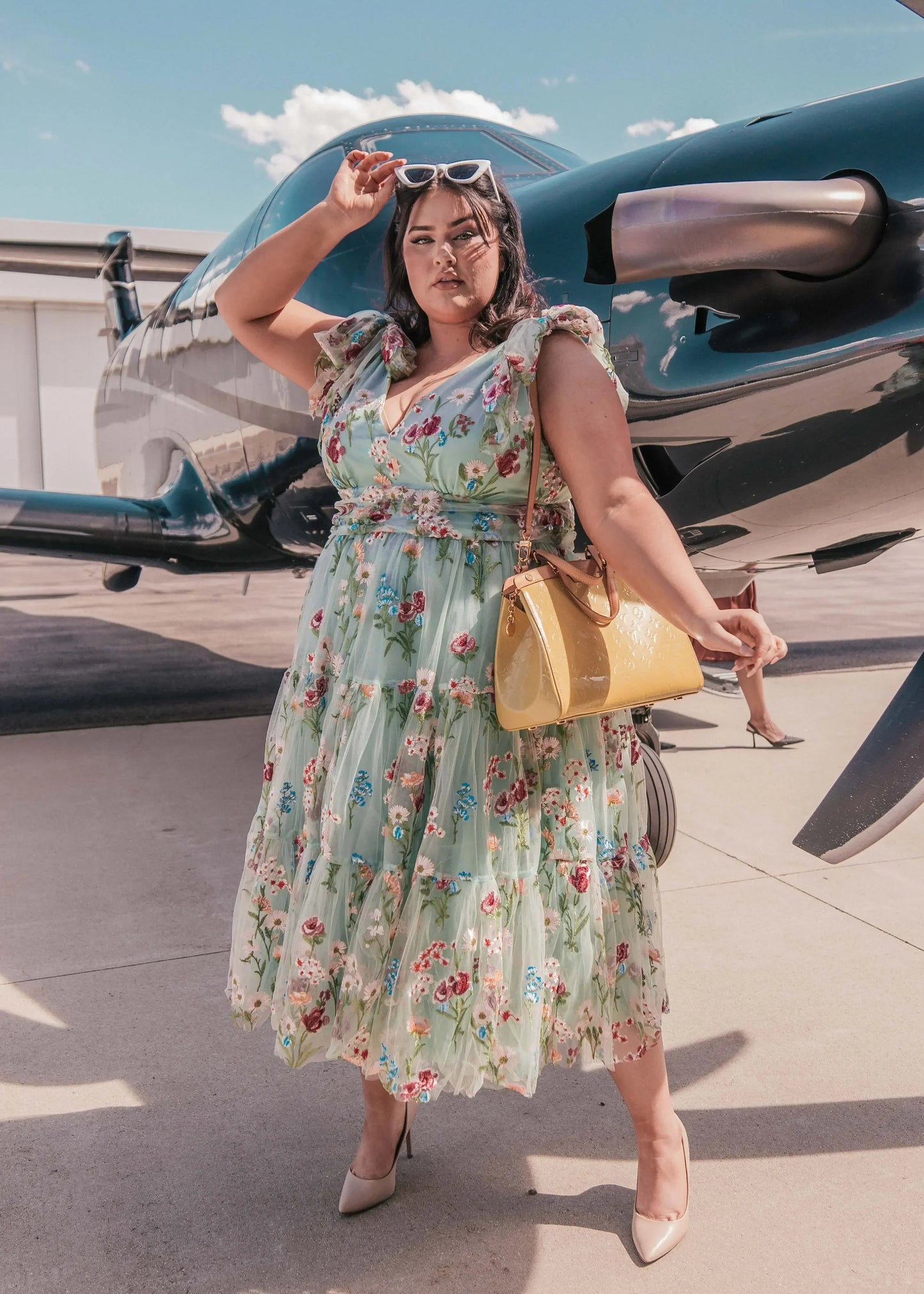 Margaret Floral Midi Dress Green - JUSTLUXURY