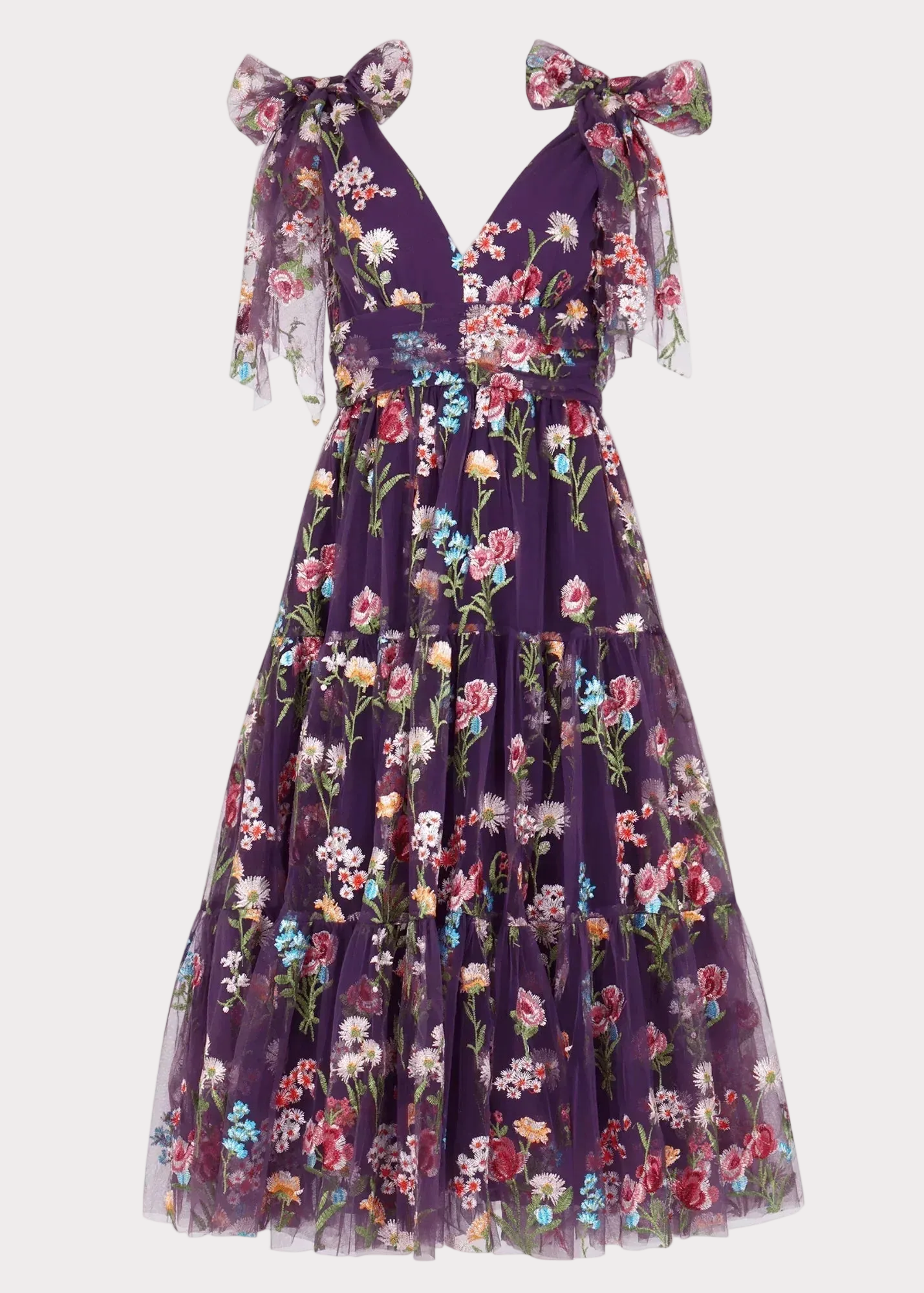 Margaret Floral Midi Dress Purple - JUSTLUXURY