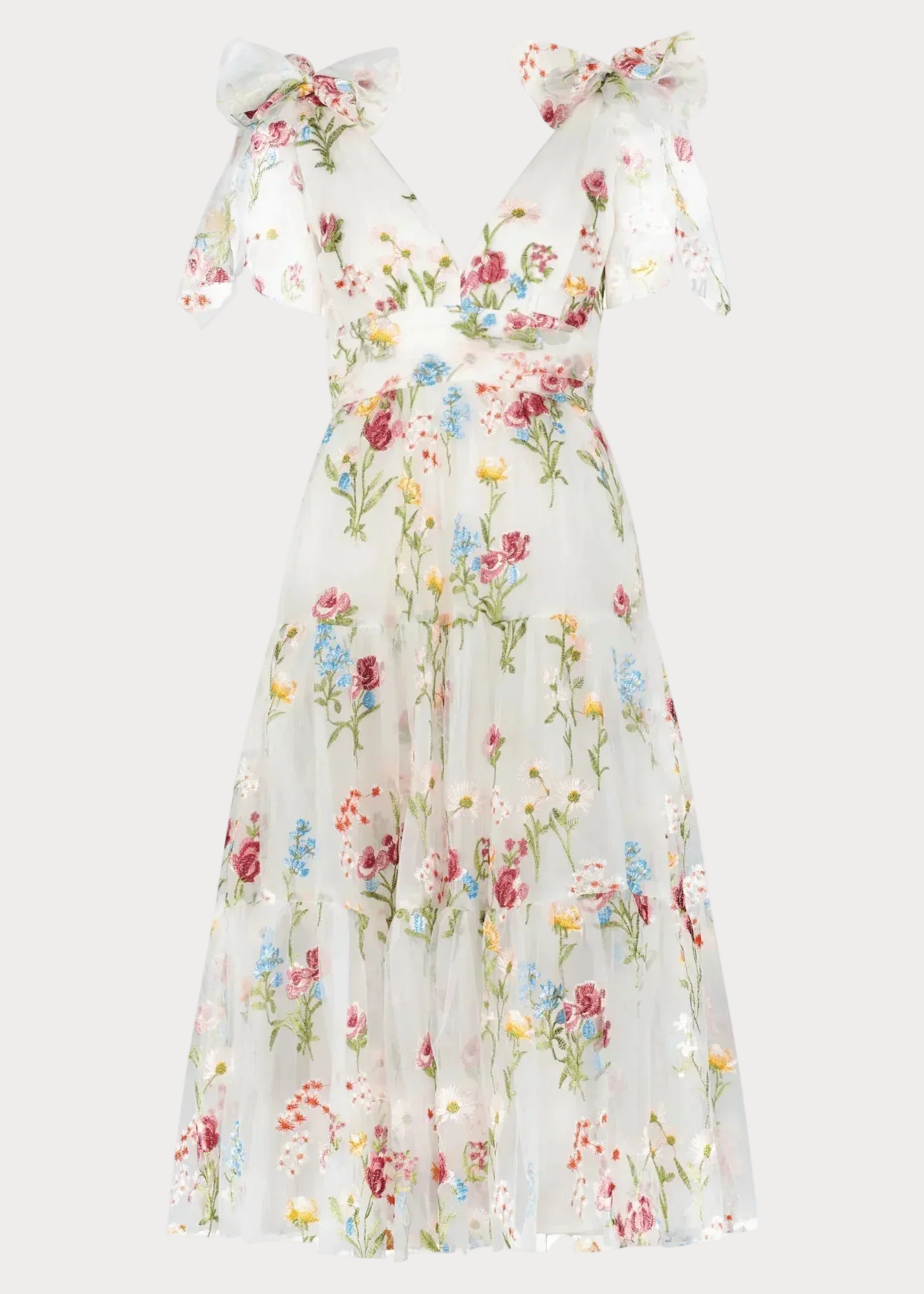 Margaret Floral Midi Dress White - JUSTLUXURY