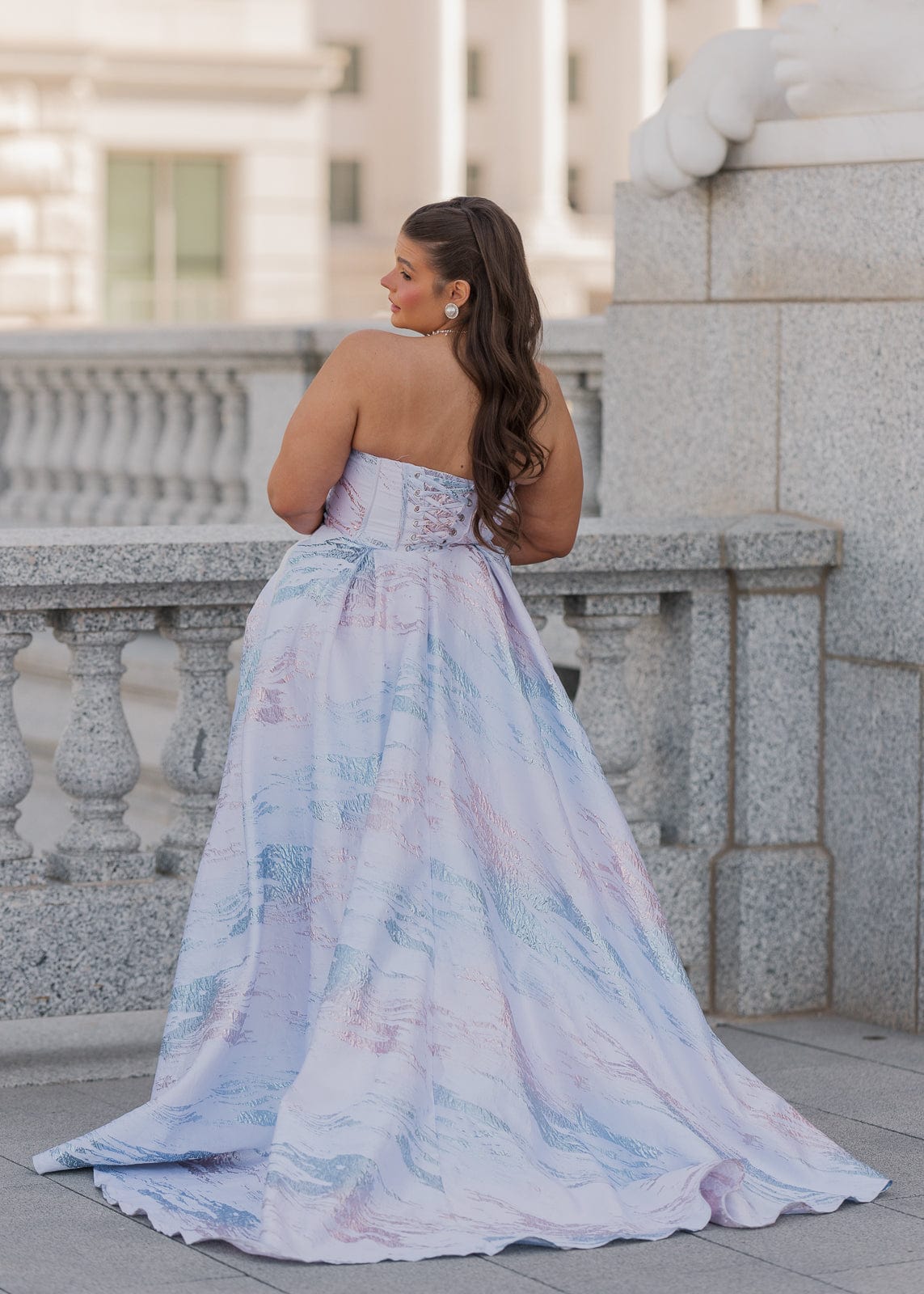 Nessa Metallic Dress - Blue - JUSTLUXURY