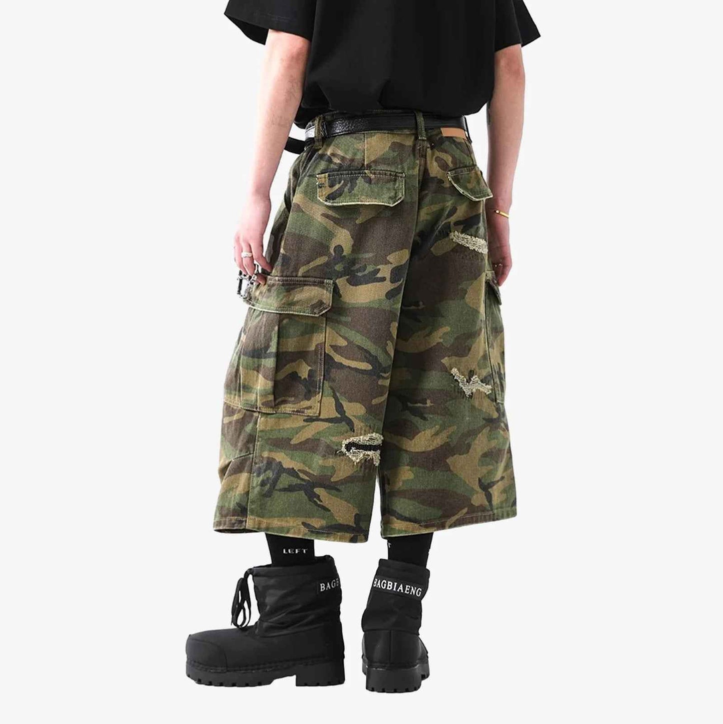 Destroyed Camo | Baggy Cargo Shorts