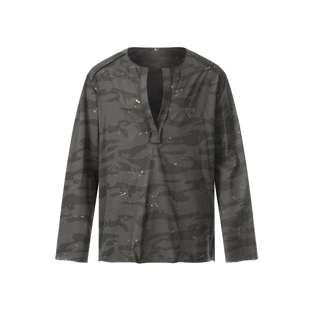 Shadow Camo Raw Neck Long Sleeve T-shirt