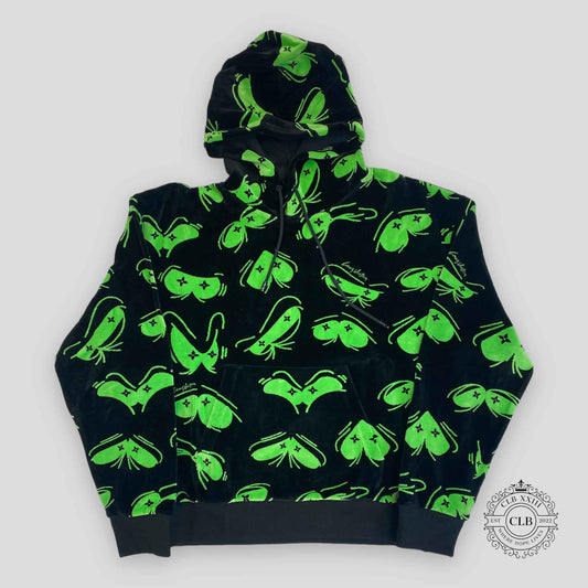 LOUIS VUITTON EYES GRAPHIC JACQUARD HOODIE - BLACK/GREEN