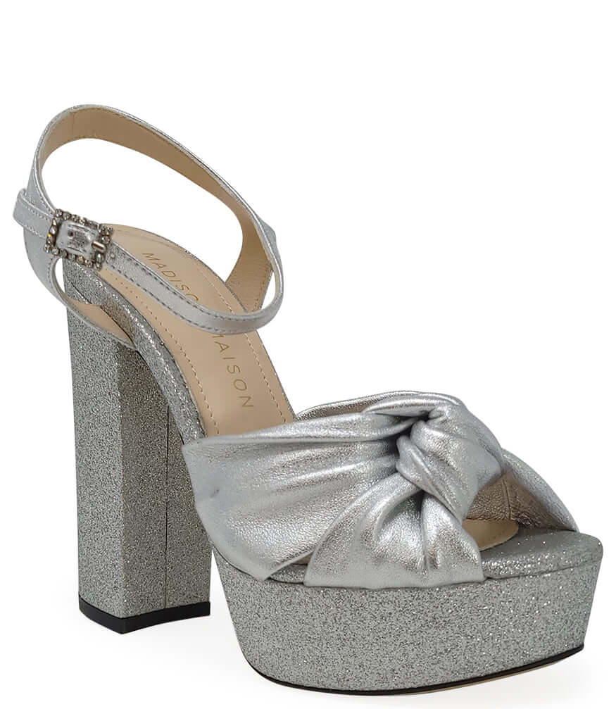 Marilu Silver Glitter Platform Heel - JUSTLUXURY
