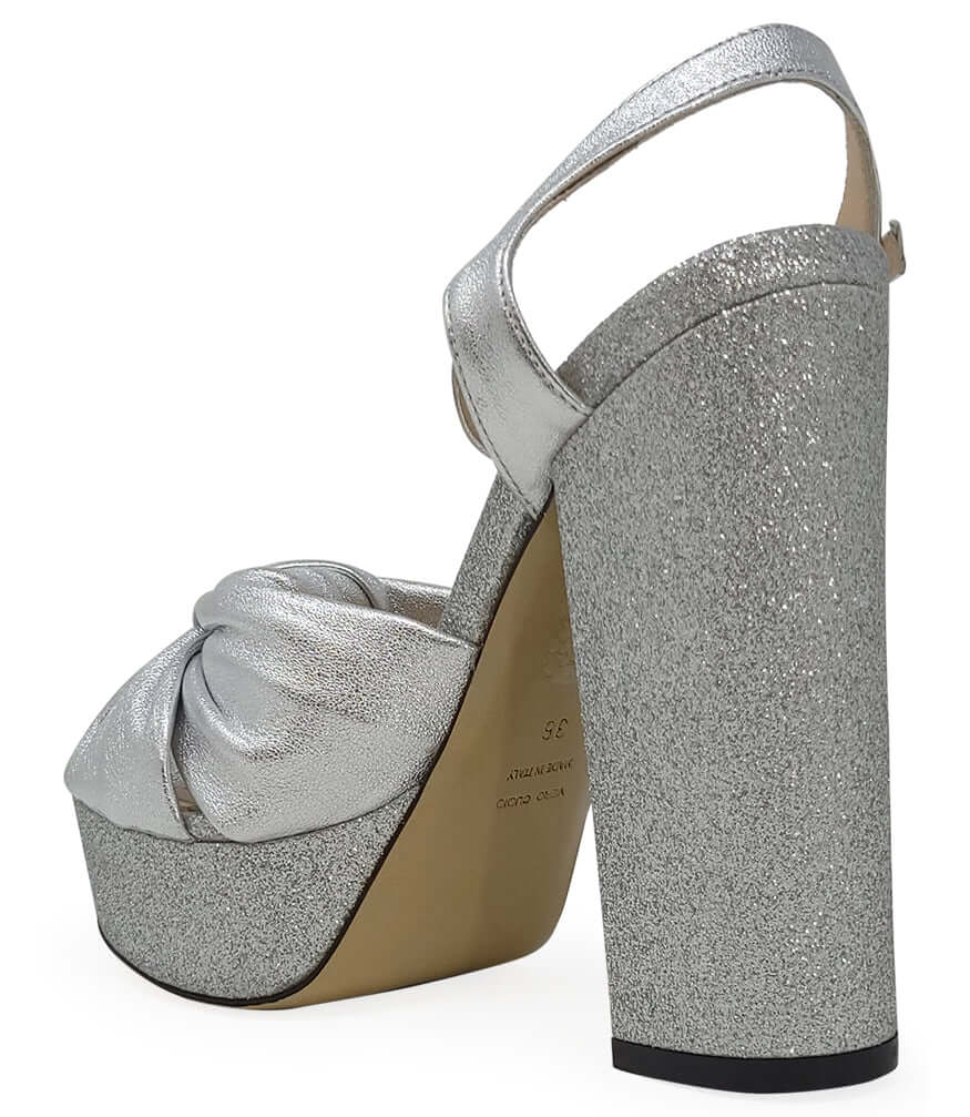 Marilu Silver Glitter Platform Heel - JUSTLUXURY