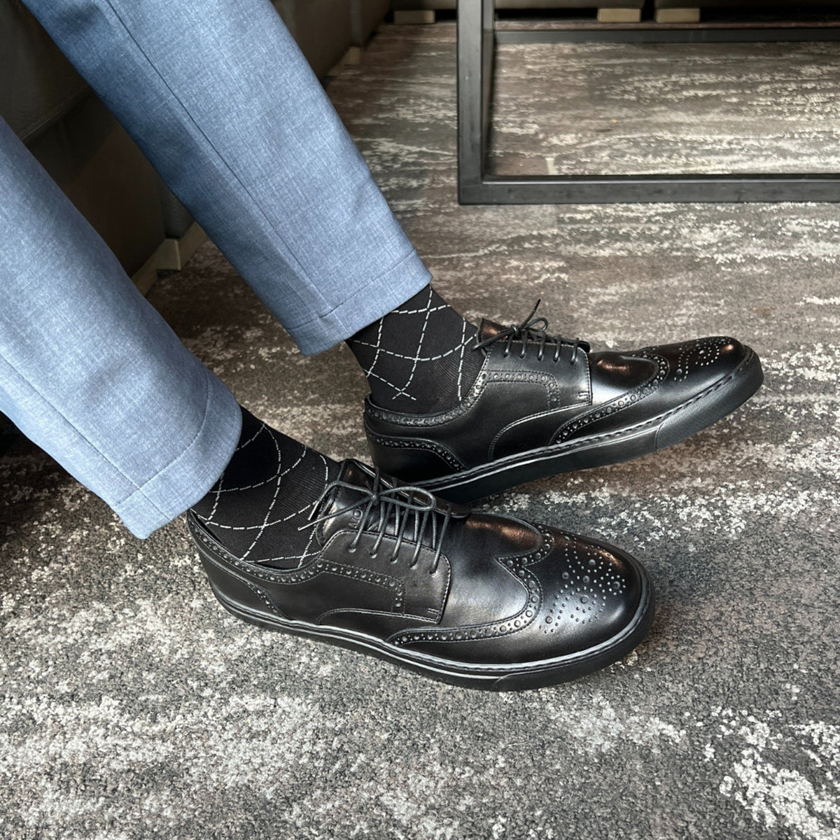 Men's Don Giovanni Wingtips - Black - JUSTLUXURY