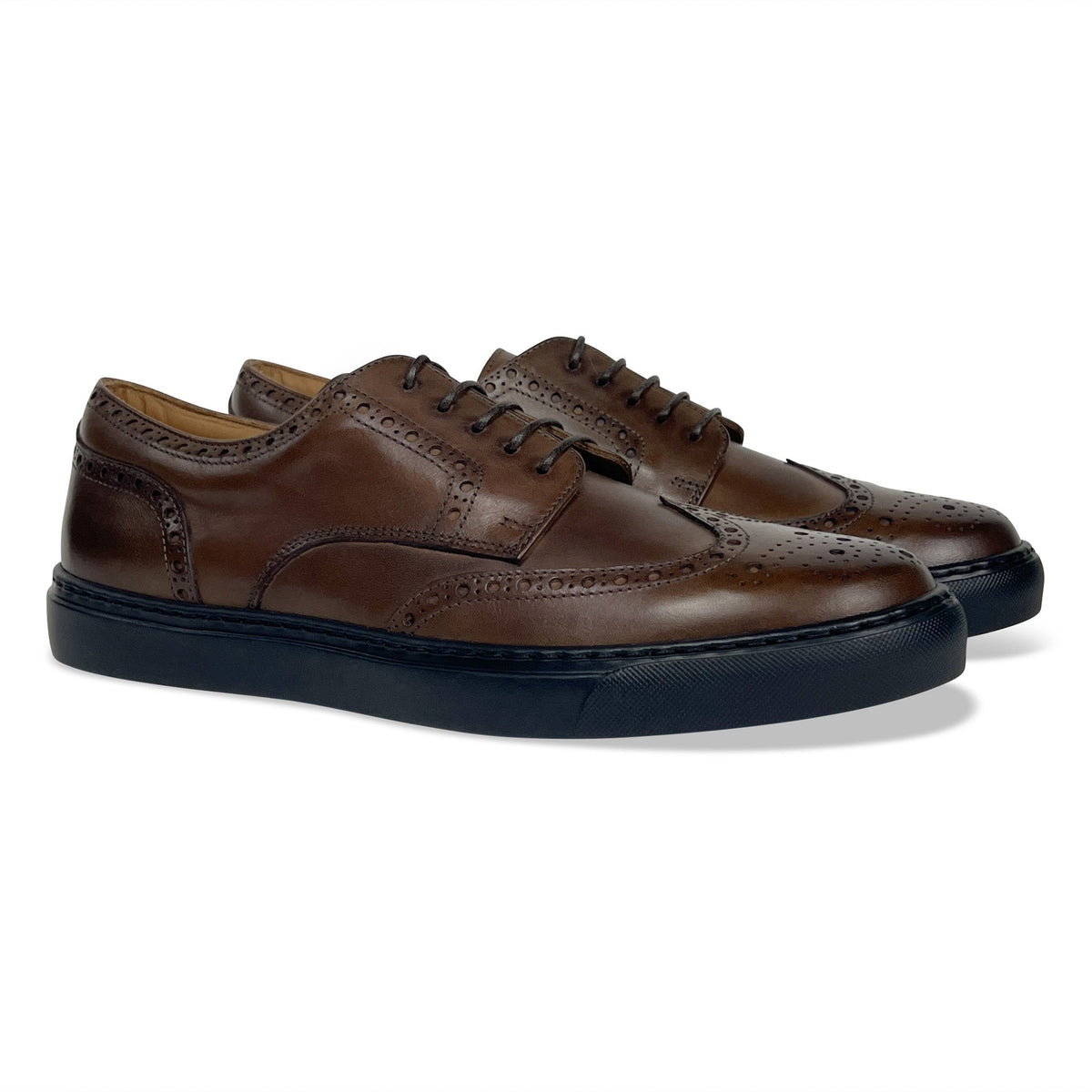 Men's Don Giovanni Wingtips - Brown - JUSTLUXURY