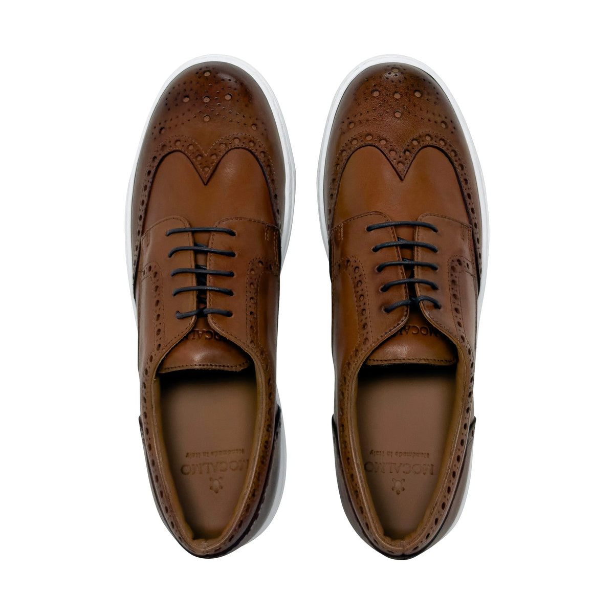 Men's Don Giovanni Wingtips - Cognac w/ White Sole - JUSTLUXURY