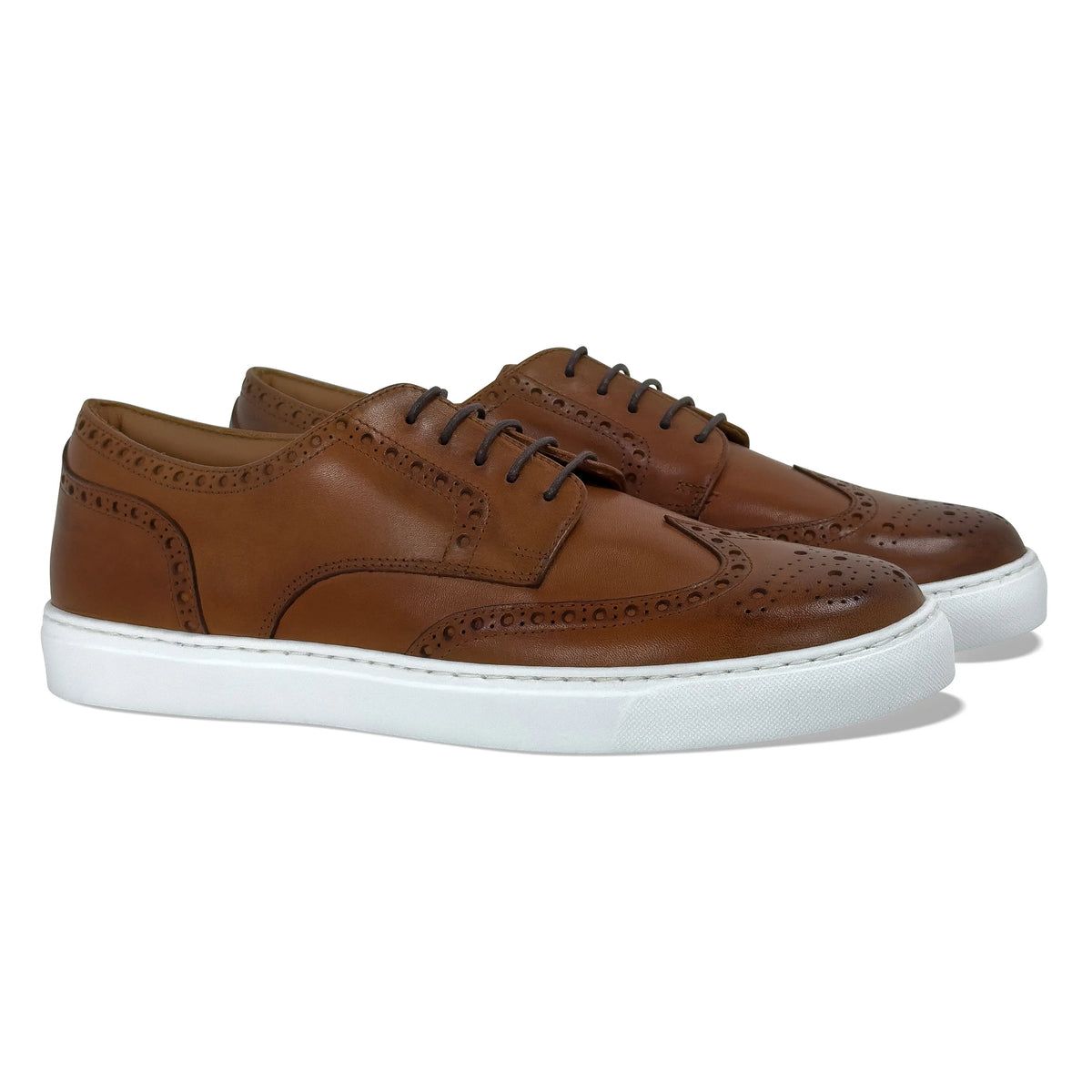 Men's Don Giovanni Wingtips - Cognac w/ White Sole - JUSTLUXURY