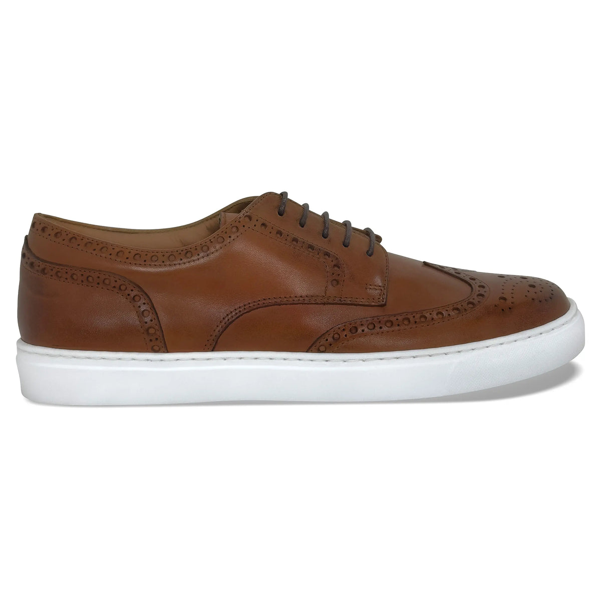 Men's Don Giovanni Wingtips - Cognac w/ White Sole - JUSTLUXURY