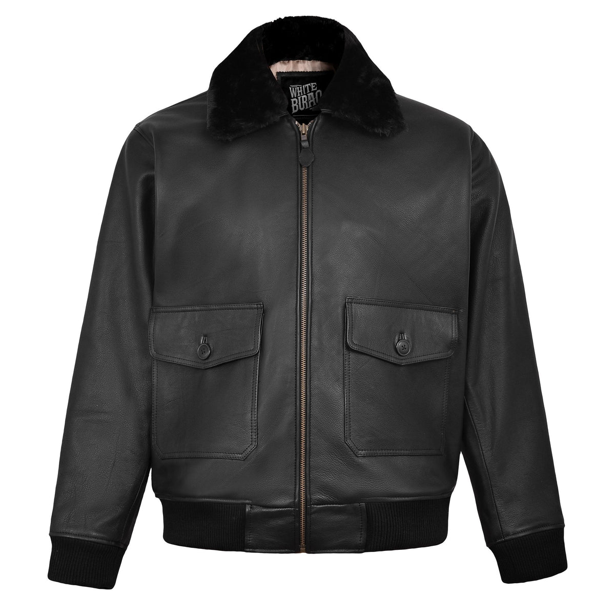 Men's Black Leather G-1 Flight Jacket with Sherpa Collar