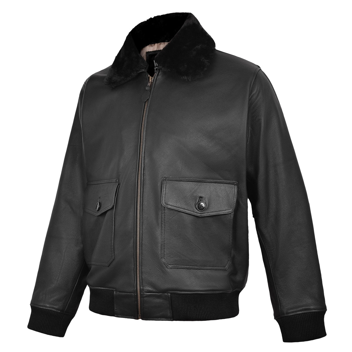 Men's Black Leather G-1 Flight Jacket with Sherpa Collar