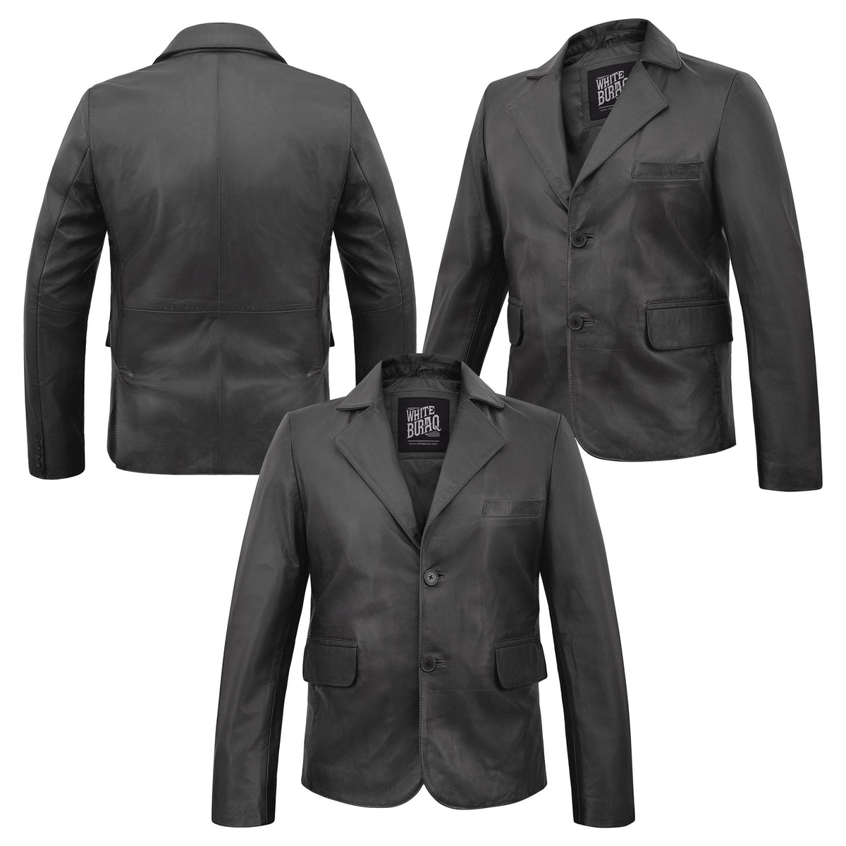 Men's Lambskin Leather Two-Button Blazer