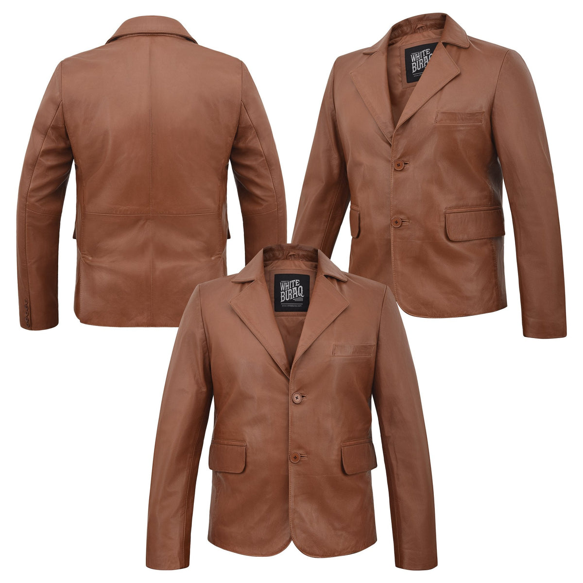 Men's Lambskin Leather Two-Button Blazer