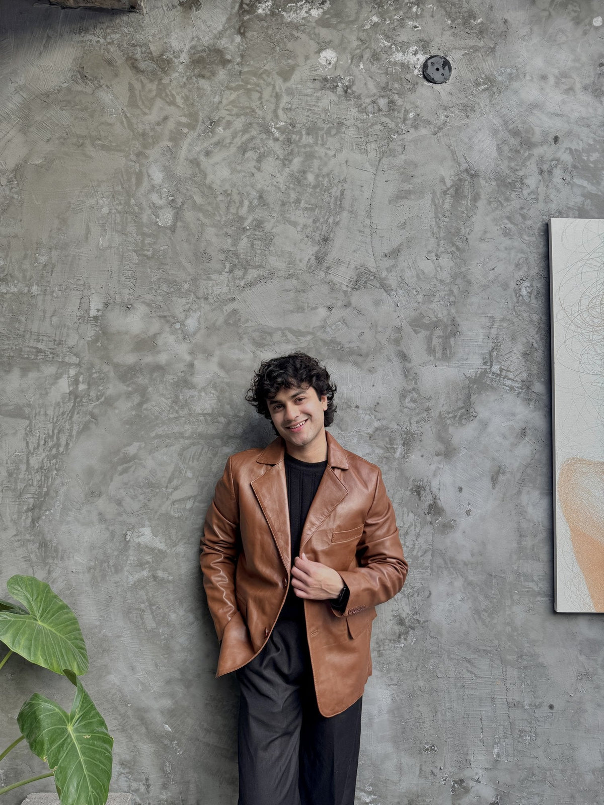 Men's Lambskin Leather Two-Button Blazer