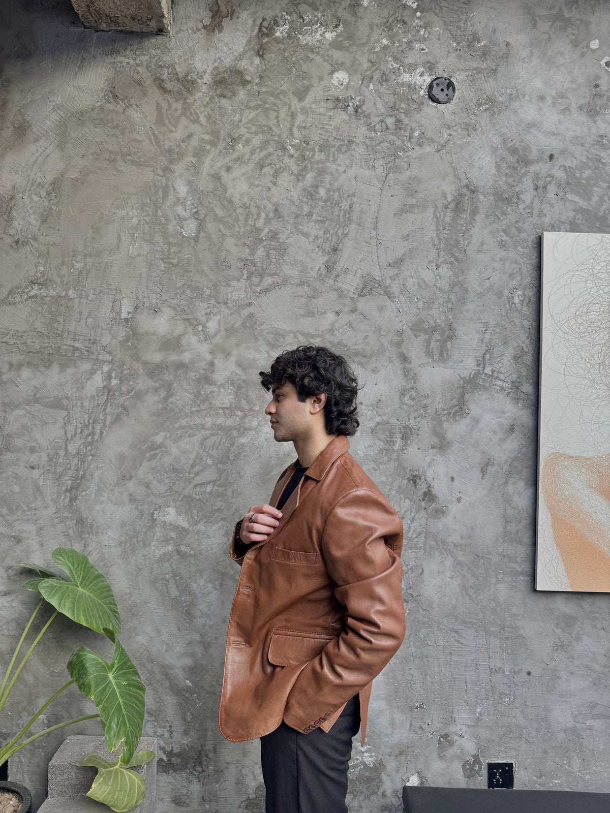 Men's Lambskin Leather Two-Button Blazer