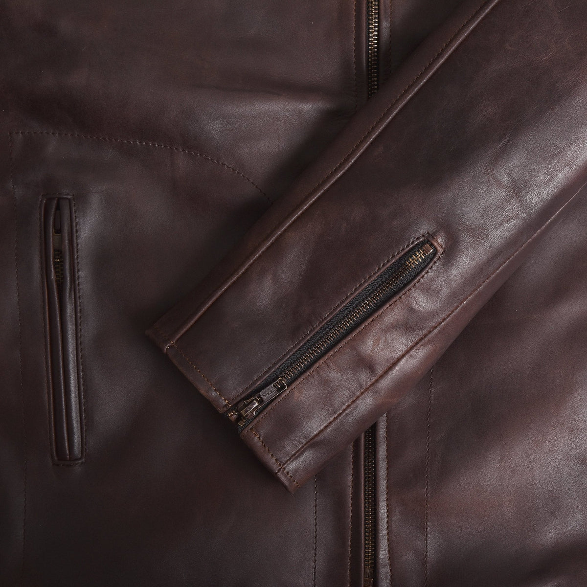 Men's Two-Tone Brown Cowhide Cafe Racer Jacket
