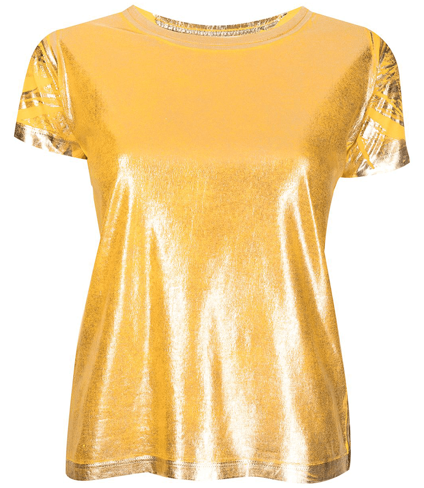 Metallic Coated Cotton T-Shirt - JUSTLUXURY