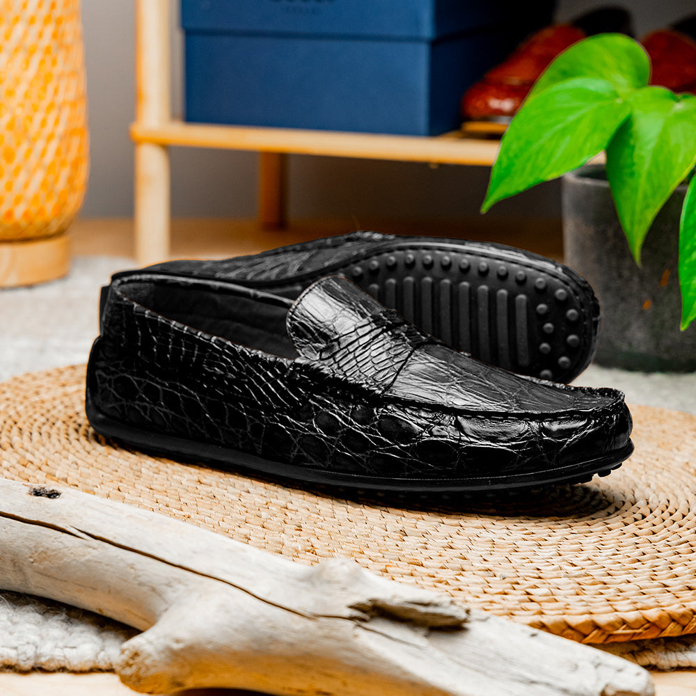 31-103-BKM MONZA Crocodile Driver, Black