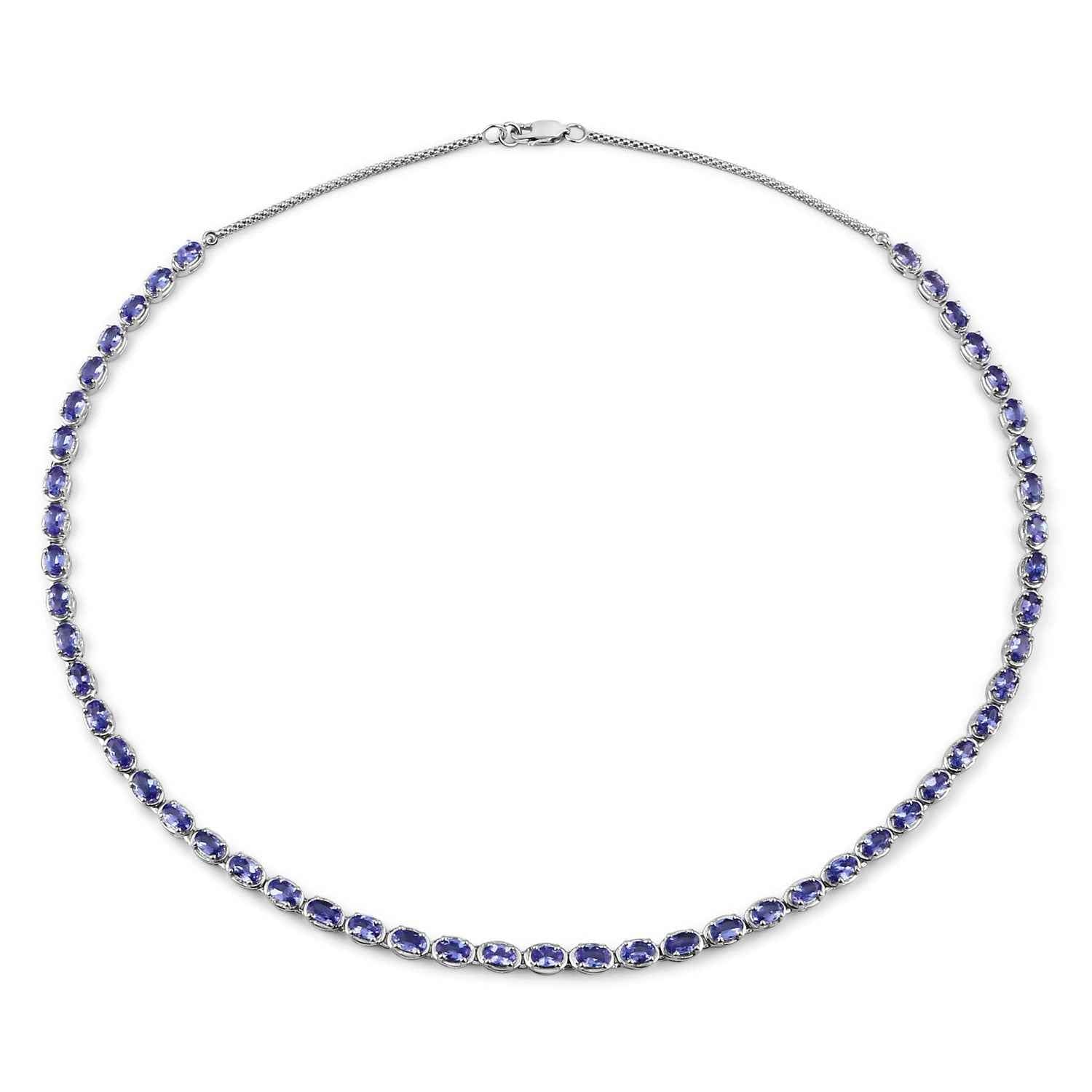 10.00 Carat Genuine Tanzanite .925 Sterling Silver Necklace