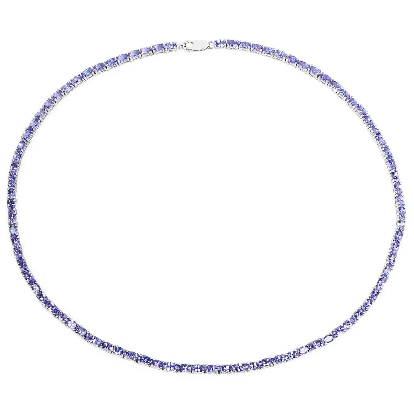 21.50 Carat Genuine Tanzanite .925 Sterling Silver Necklace