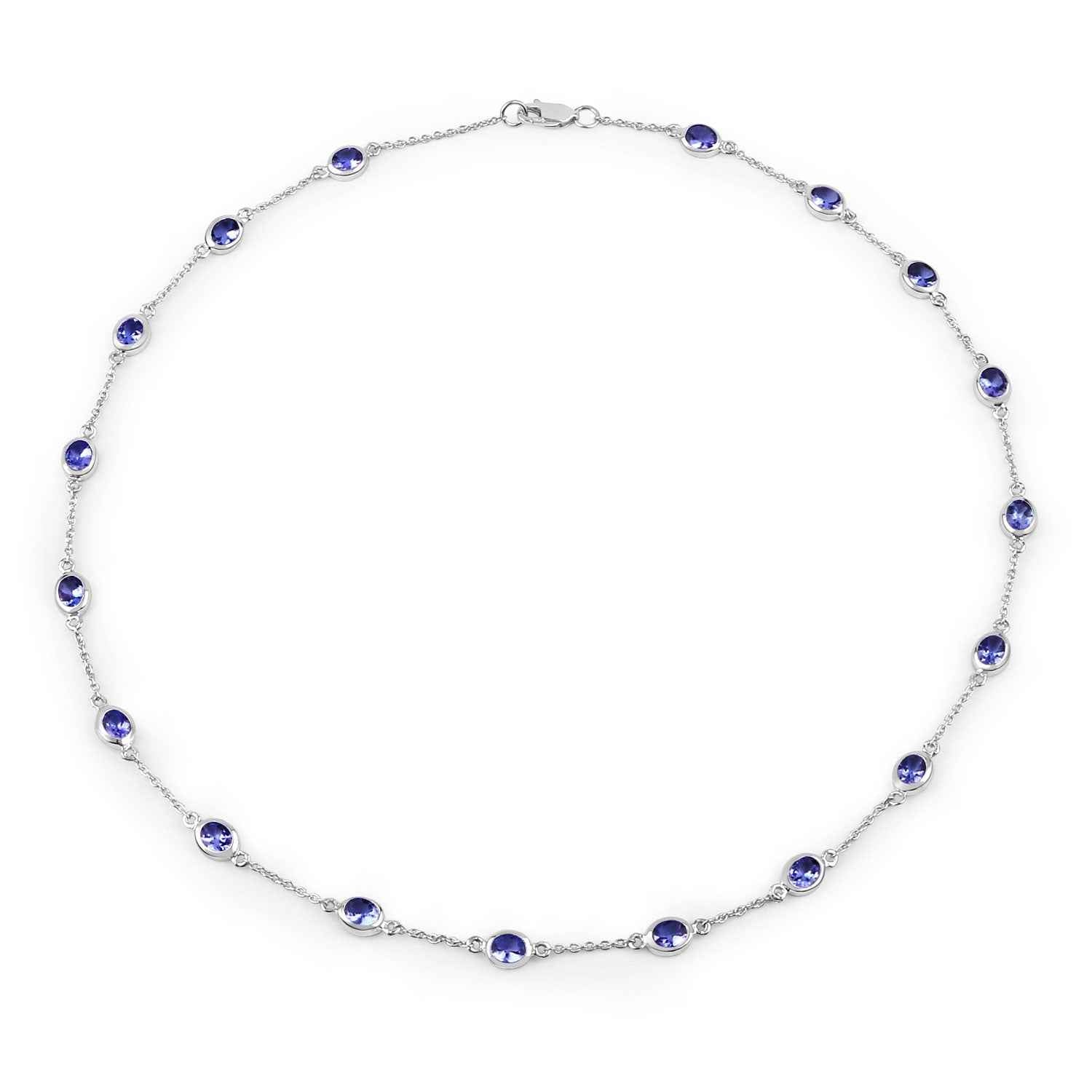 5.94 Carat Genuine Tanzanite .925 Sterling Silver Necklace
